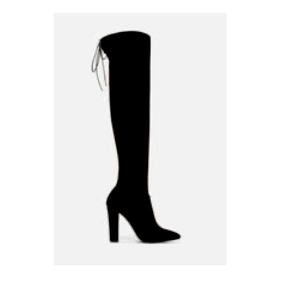JustFab Faux Suede, Stretch Over The Knee Boot **IN BLACK** (Size 8) - Picture 1 of 6